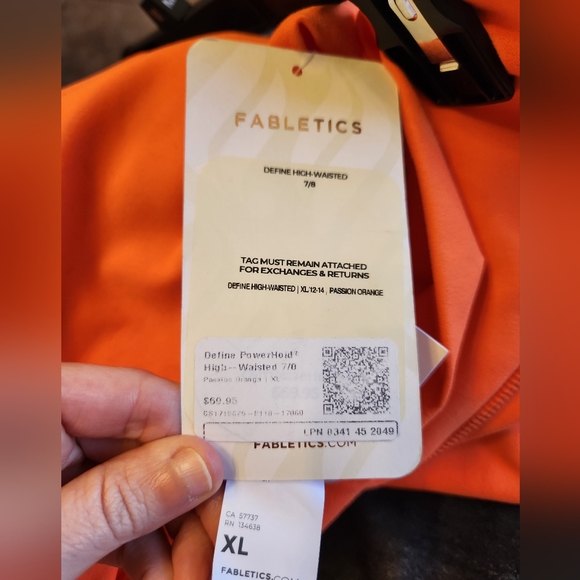 Fabletics Define PowerHold® Passion Orange High-Waisted 7/8 Leggings - Size XL - Picture 10 of 10